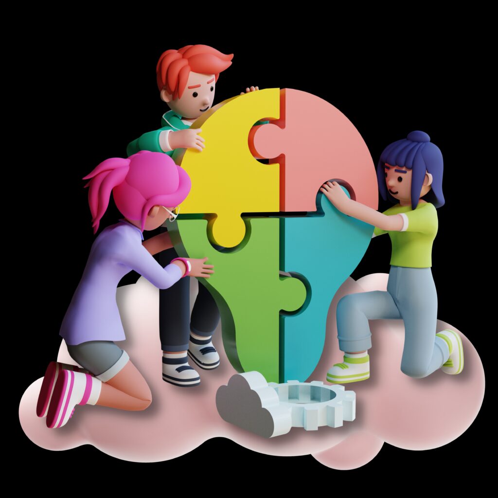 Symbolisches Bild für Teamarbeit und gemeinsames Lernen mit Puzzleteilen
