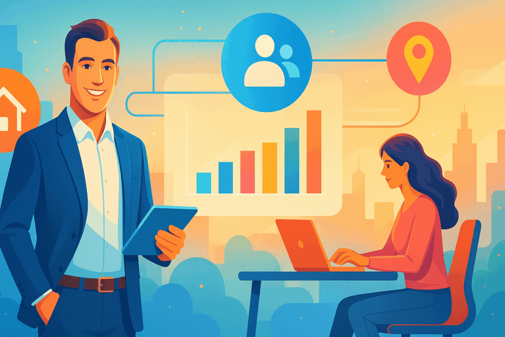 Geschäftsleute bei digitaler Analyse und Kommunikation im Team